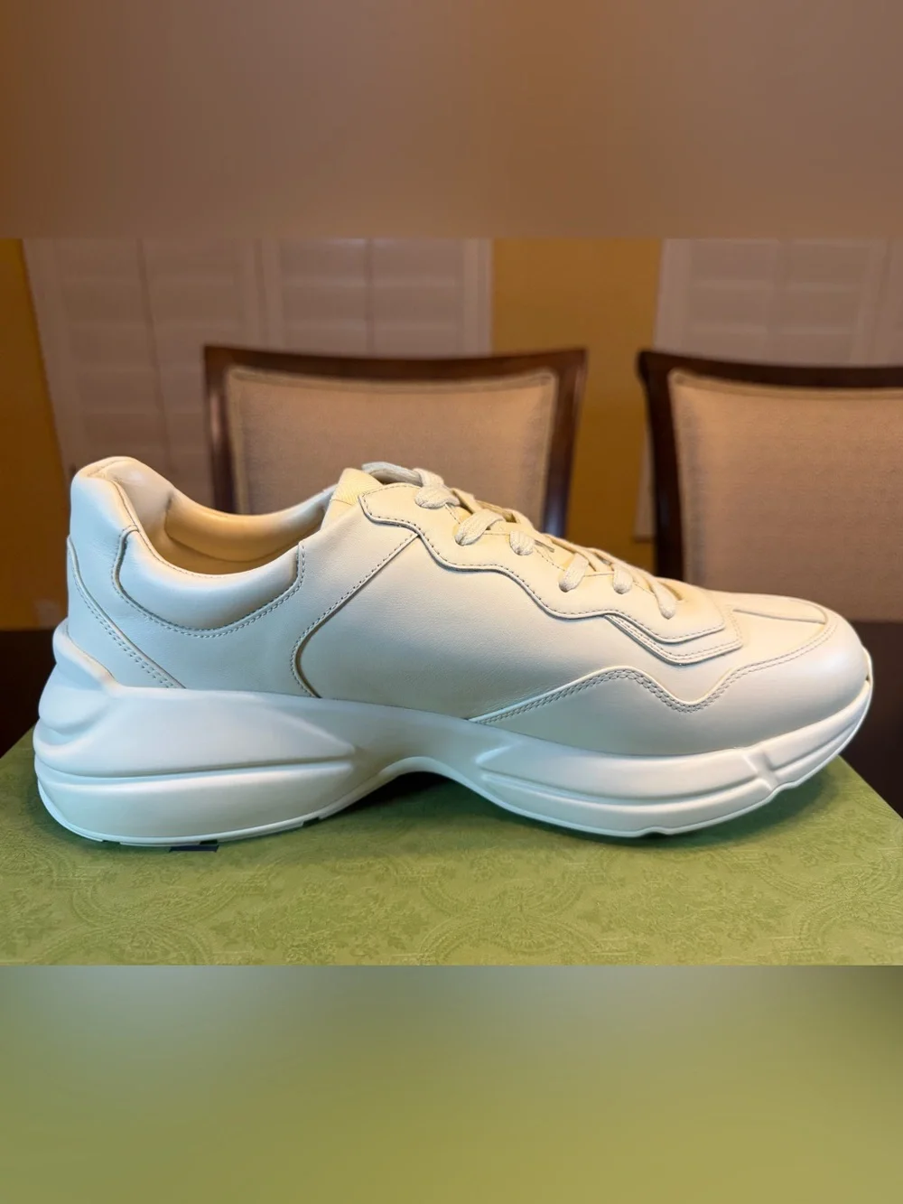 New Authentic Gucci Rhyton GG Logo Sneakers Shoes Ivory Size UK 12.5 / US 13